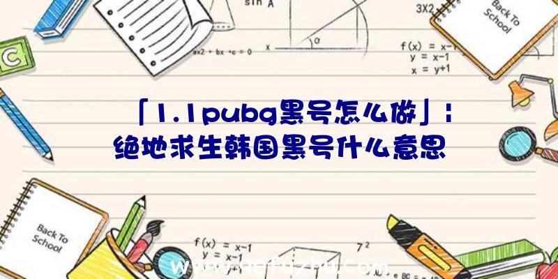 「1.1pubg黑号怎么做」|绝地求生韩国黑号什么意思